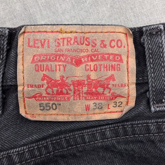 Levis 550 Jeans Men 38Wx32L ACT 36Wx31L Black Relaxed Straight Black Batwing VTG - Picture 12 of 13